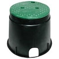 Nds NDS 111BC Valve Box with Overlapping ICV Cover, Round, Polyolefin, Black/Green 111BC-AST/111BC